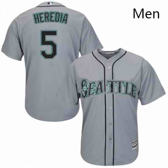 Mens Majestic Seattle Mariners 5 Guillermo Heredia Replica Grey Road Cool Base MLB Jersey
